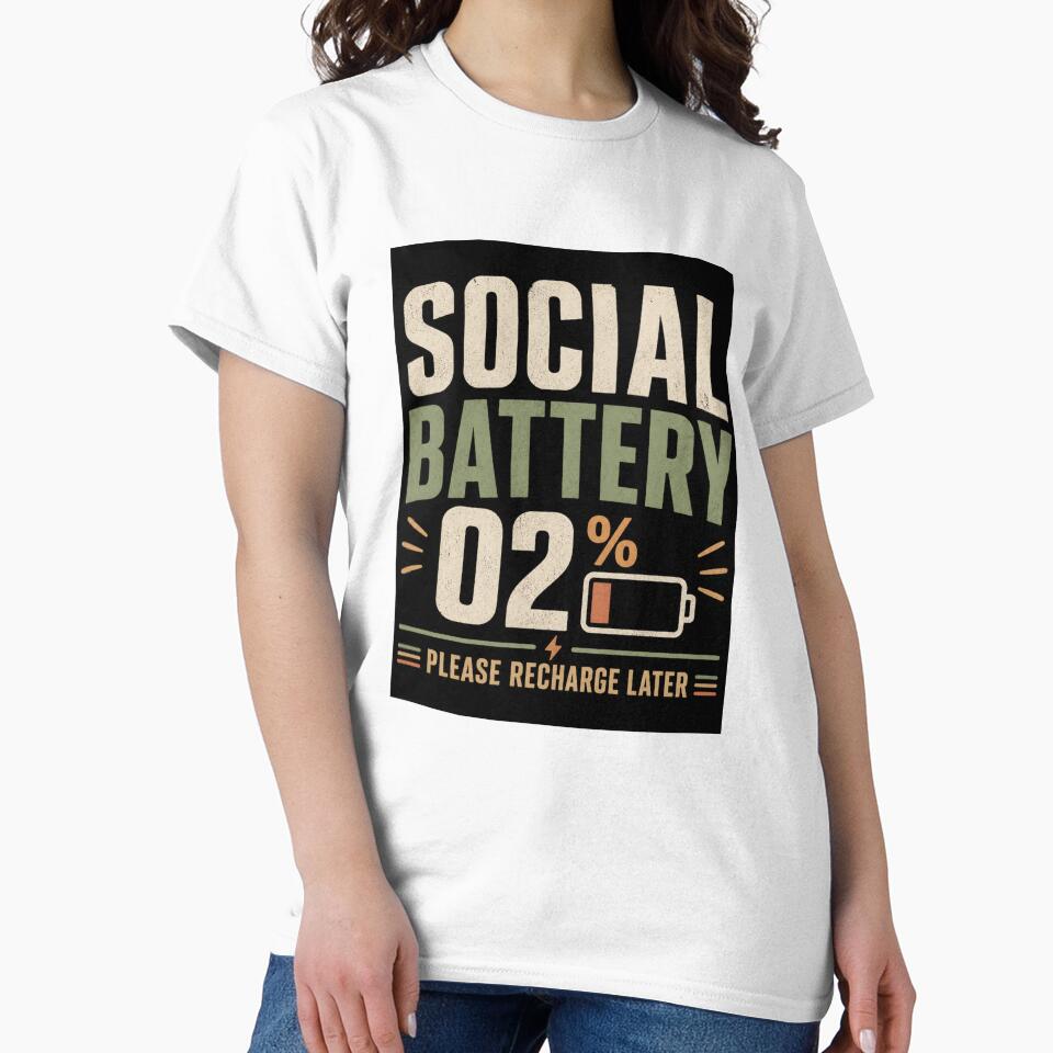 Social Battery 02% Introvert Humor Design by Kupeliemre