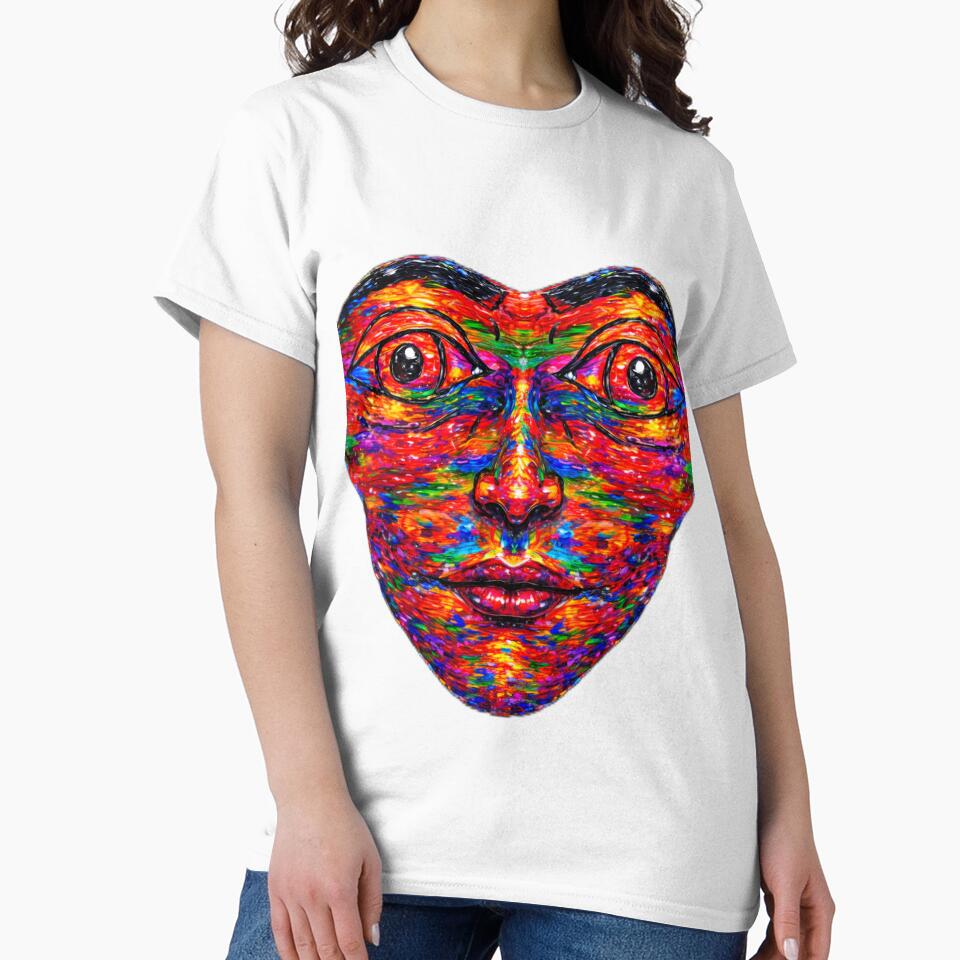Psychedelic Cosmic Face – Neon Abstract Portrait Art | Trippy Surreal Mask Design by BigBobInk