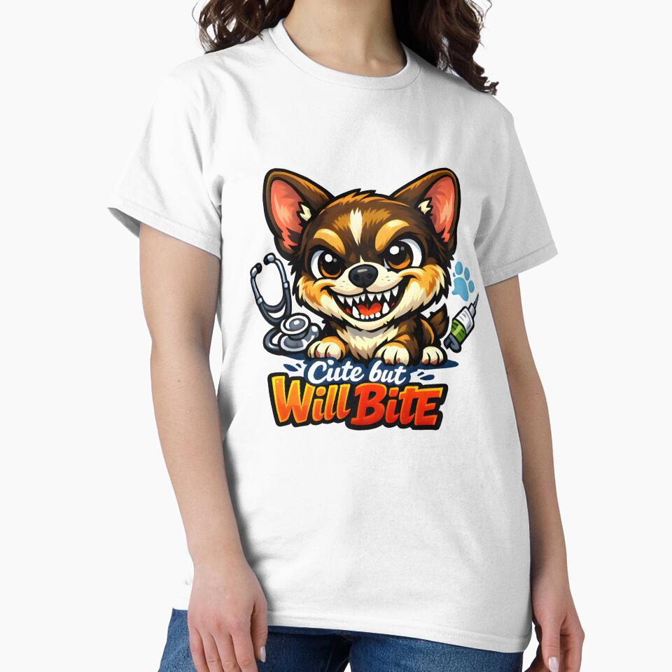 Cute but Will Bite – Funny Veterinary Clinic Dog Design by Bettybee00