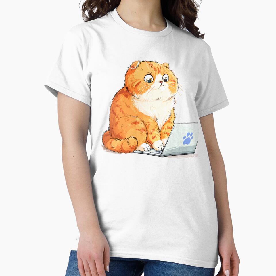 Cute Scottish Fold Cat Freelancer Working on a Laptop by De Cat Times