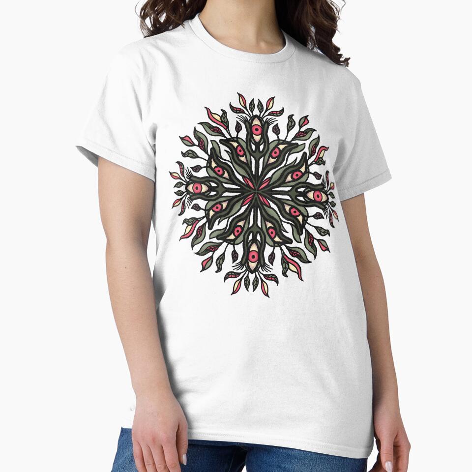 Trippy weird plant horror art - Psychedelic eyes mandala by Boriana Giormova