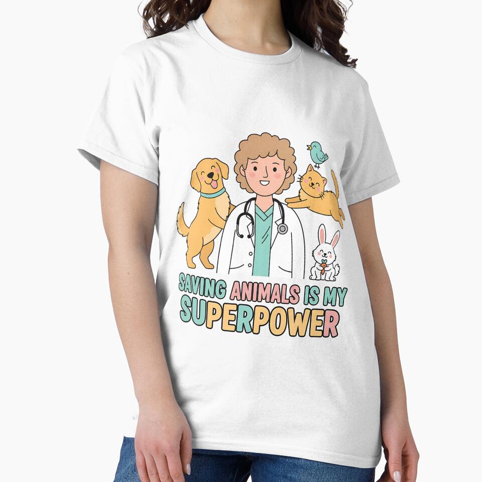 Saving Animals Is My Superpower – Funny Veterinarian Shirt by Muzgle
