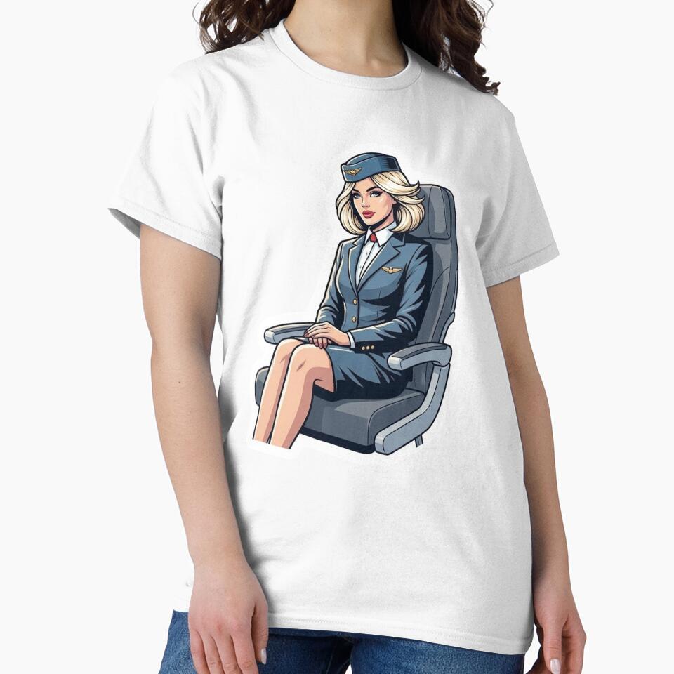 Nordic Flight Attendant Scandinavian Stewardess Vintage Airline Crew Travel Aesthetic Art by VectorJoy