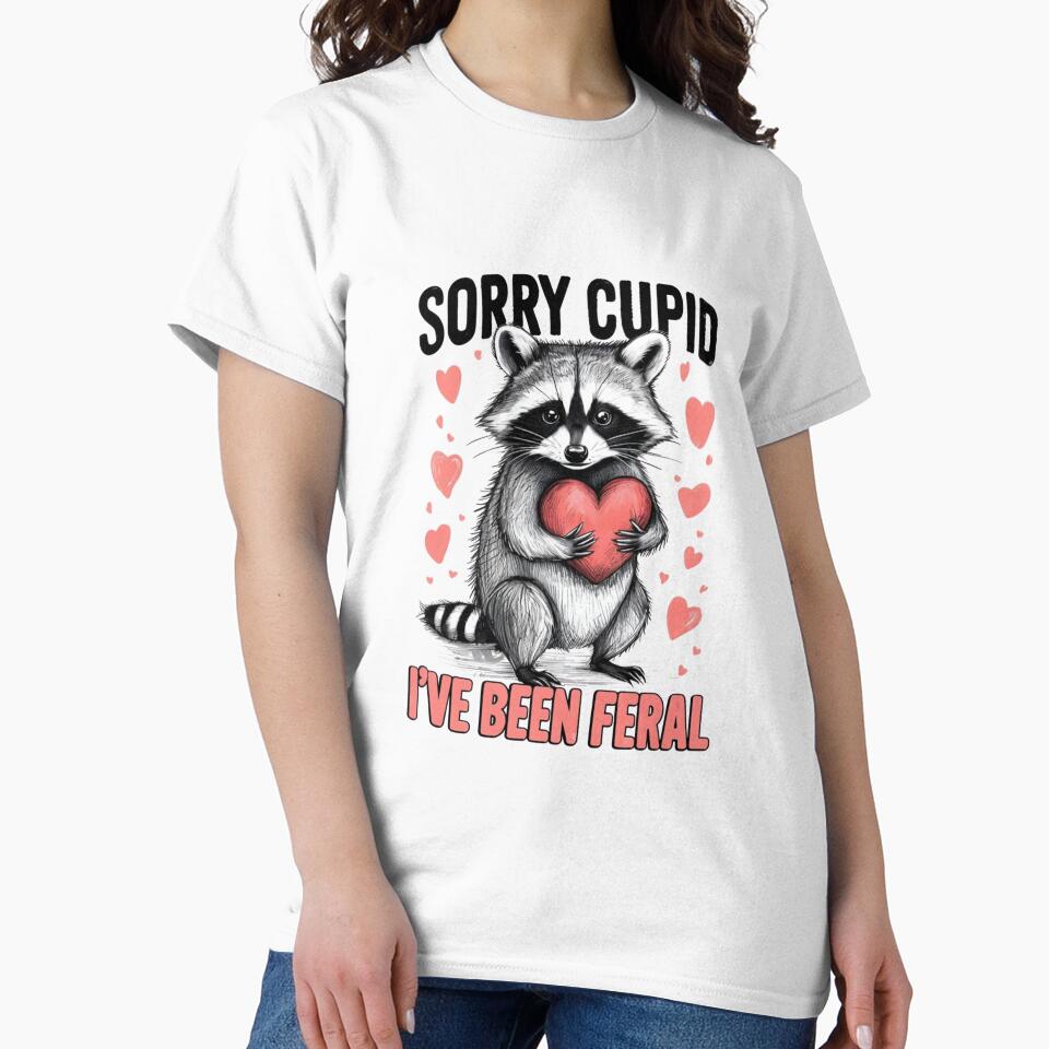 Sorry Cupid I’ve Been Feral Raccoon — Funny Valentine Trash Panda | Quirky Heart Illustration by Colorful-Garden