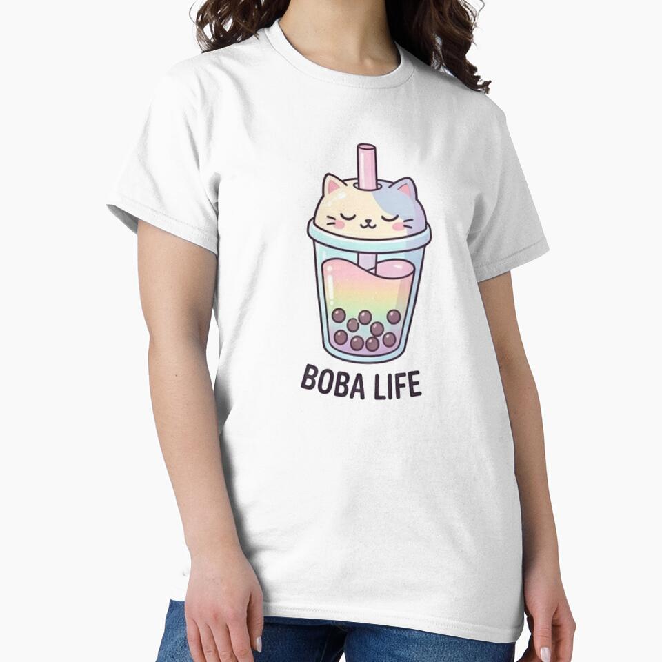 Cute Rainbow Cat Boba Life Aesthetic Bubble Tea Sticker by Rehnair