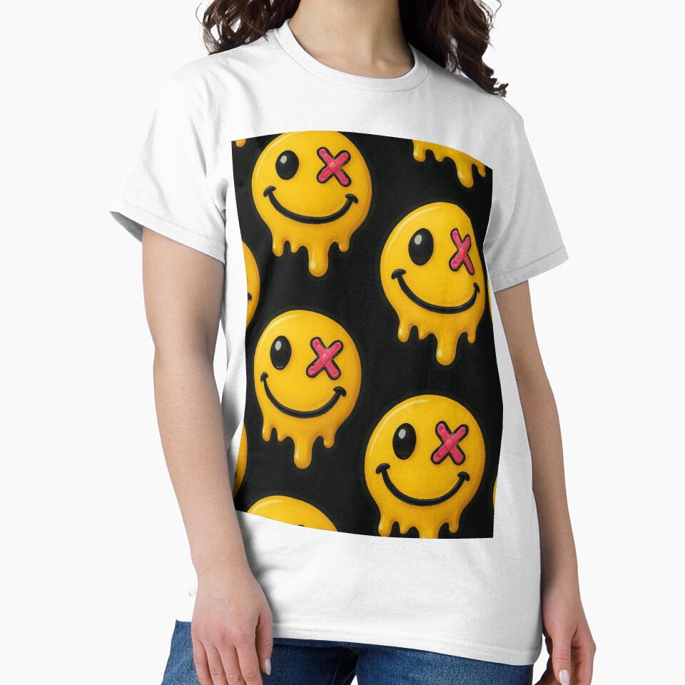 Meltdown Smiles – Drippy Grunge Emoji Pattern by Zenvo