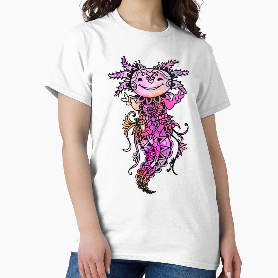 Axolotl Mystical Pink - Cute Axolotl Zentangle axolotl smiling by HarveyJade