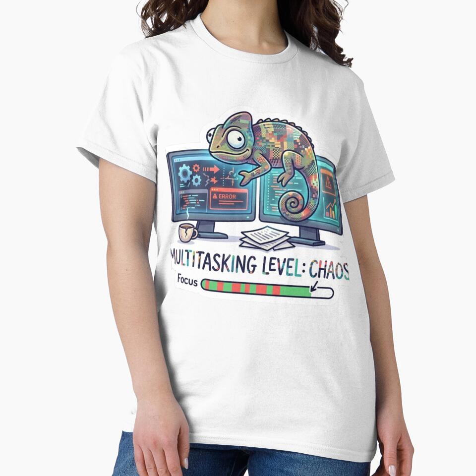 Multitasking Level Chaos Funny Remote Work Developer Sticker by ZYNORAworld