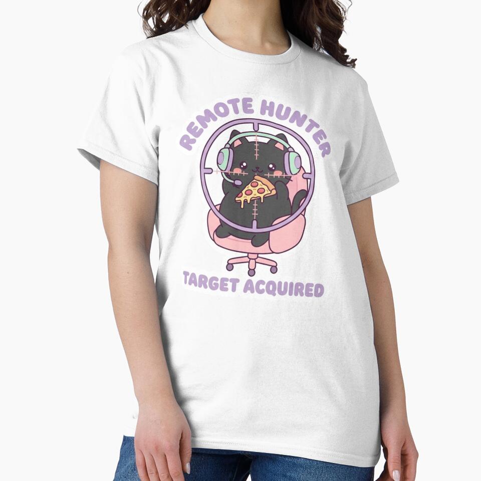 Remote Hunter Target Acquired Cute Cat Gamer Work From Home Sticker by ZYNORAworld