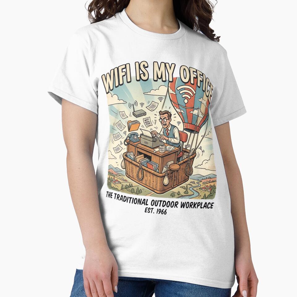 WiFi Is My Office Funny Hot Air Balloon Remote Work Vintage Design by urbinet