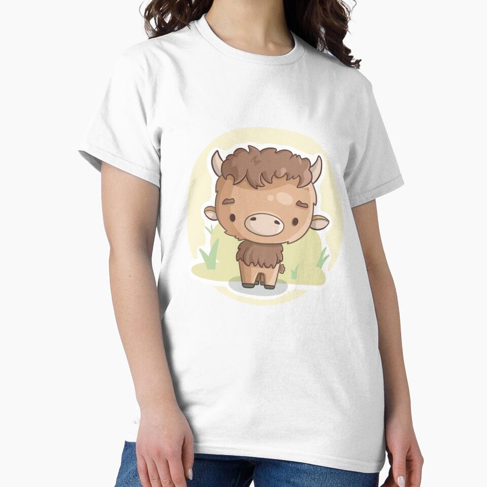 Adorable Kawaii Highland Cow Illustration – Cute Scottish Animal Art by DanDavPrints