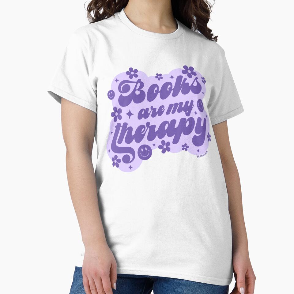 Books Are My Therapy / Groovy Daisies Flowers in Pastel Purple Bookworm Sayings Trendy Readers Merch for Kindle Readers Fourth Wing Cutecore by Latinoladas