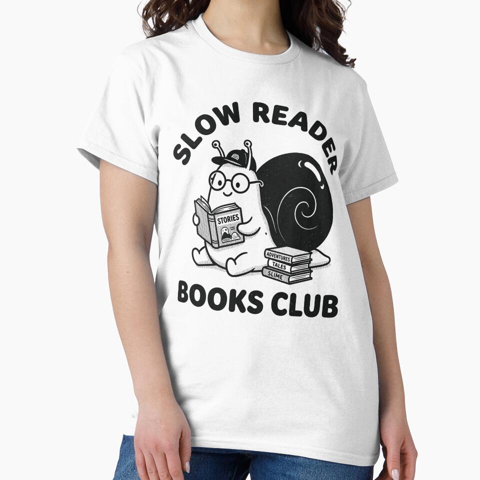 Slow Reader Books Club Funny Snail Reader Retro Art by AdyKurniawan