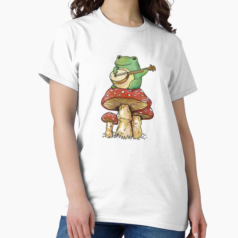 Frog on mushroom with guitar by tayloelectro