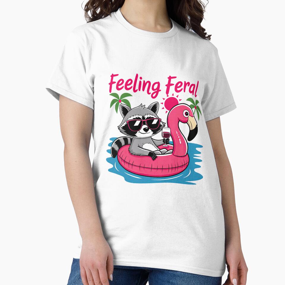 Feeling Feral – Feral Girl Summer Raccoon Flamingo Humor by Hananiah Merch