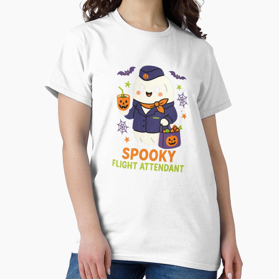 Spooky Flight Attendant Halloween Ghost – Cute Stewardess Design for Kids by EuropeanPrints