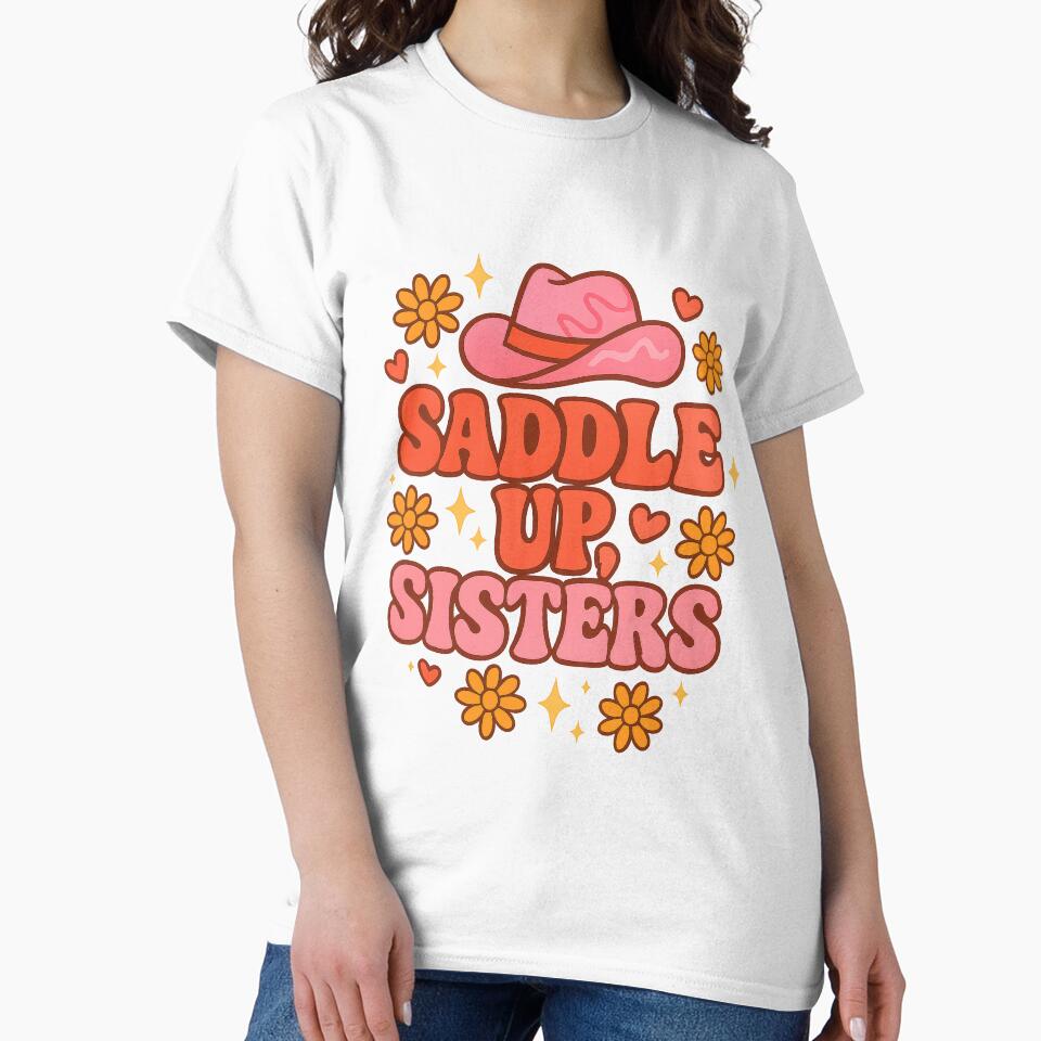 Saddle Up Sisters – Cute Retro Cowgirl Sticker for Girls by inkoutninja