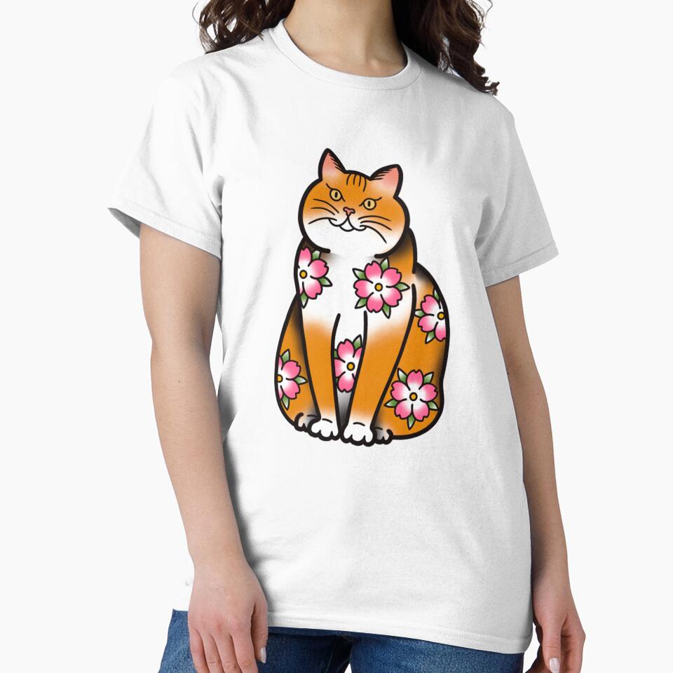 Chunky Cat With Cherry Blossoms by gabbynrodriguez