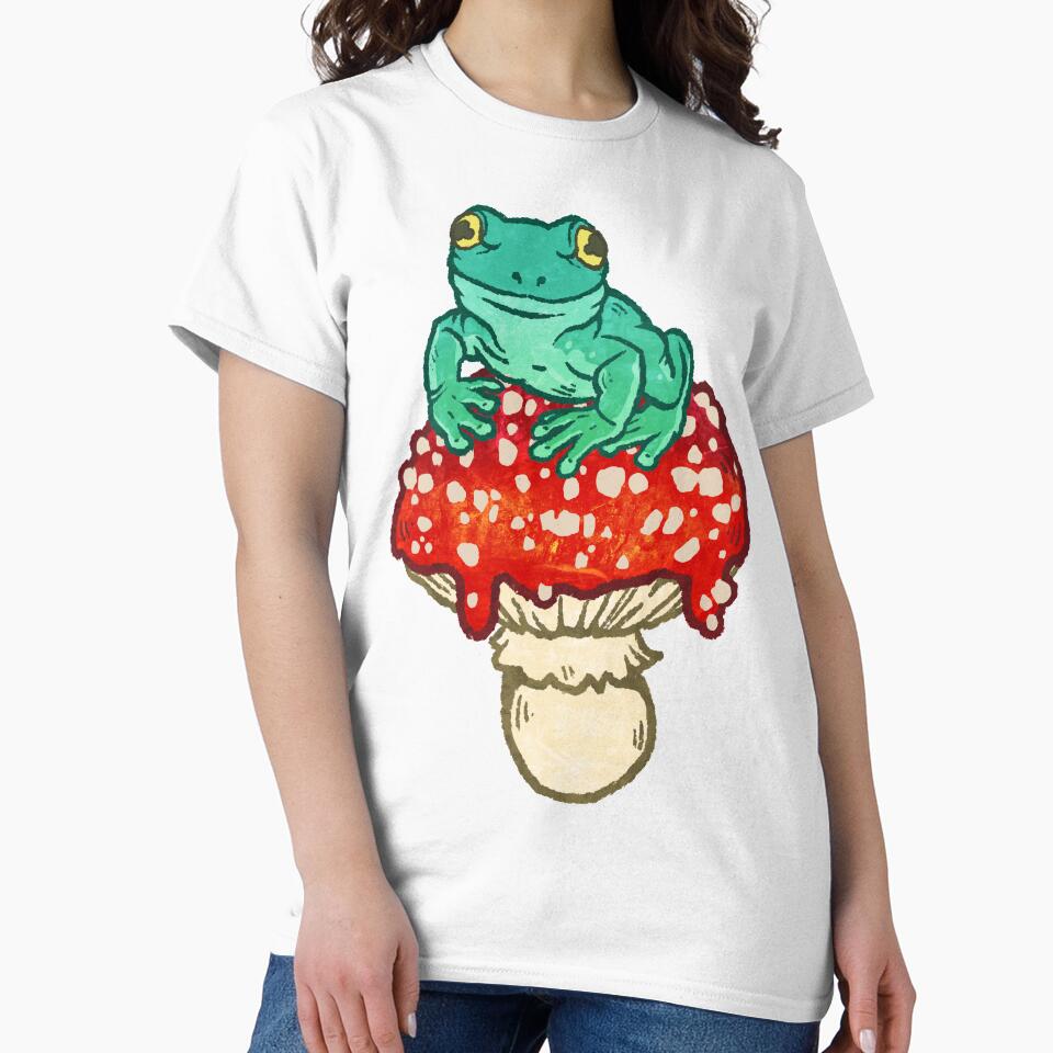 Happy Frog on a Smol Mushroom by Jessuh