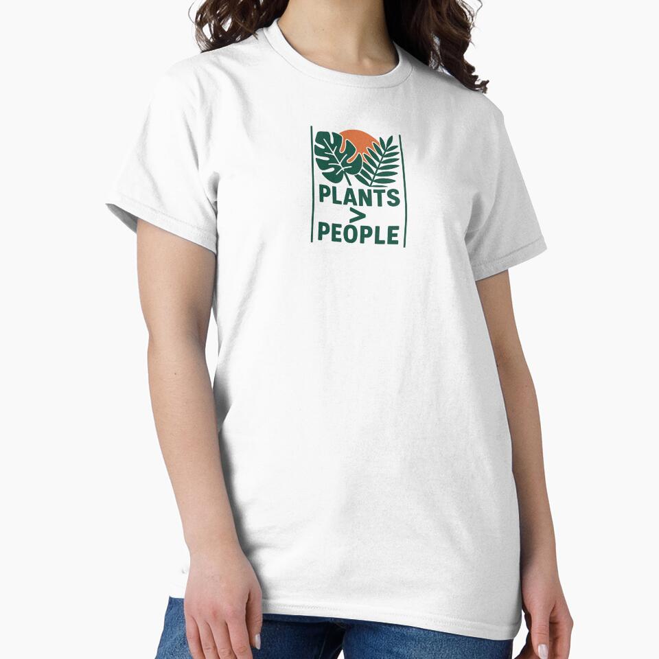 PLANTS > PEOPLE — Mid-Century Botanical Poster | Monstera & Fern Badge for Stickers & Shirts by NEVERTHELESS.TM