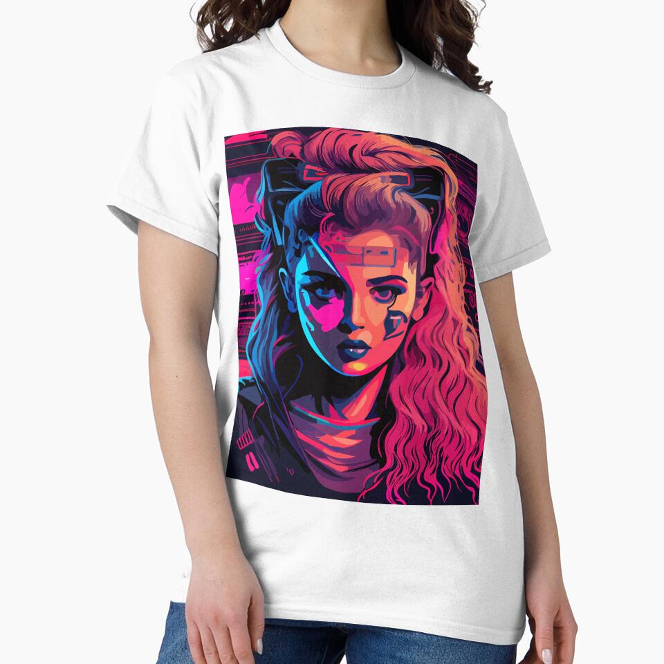 Beautiful girl with long curly hair, 80-90s. Bright cartoon pop art retro vector illustration. by NadiiaSemyroz