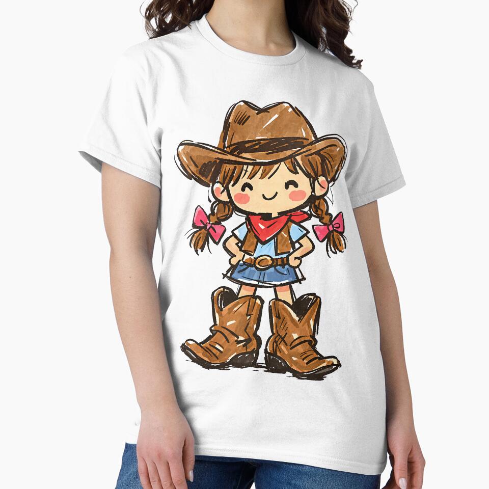 Cute Cowgirl Girl Hand Drawn Cartoon Western Style by GogaVibeRe