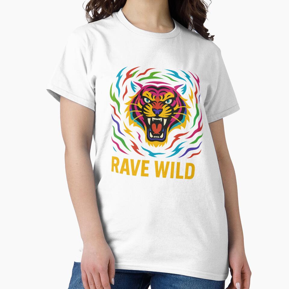Rave Wild – Psychedelic Tiger Head Neon Design by slavmod