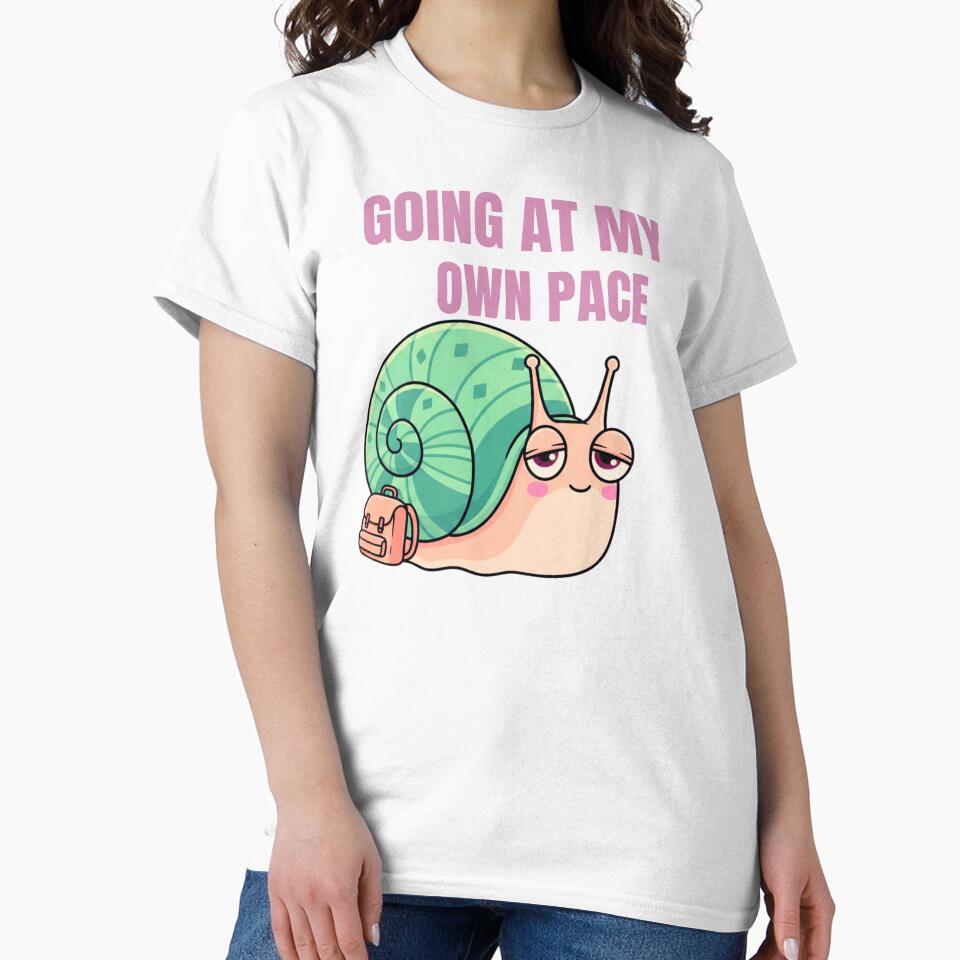 Cute Snail Quote “Going At My Own Pace” – Gentle Productivity & Slow Life Aesthetic Art by AdicretorDesign