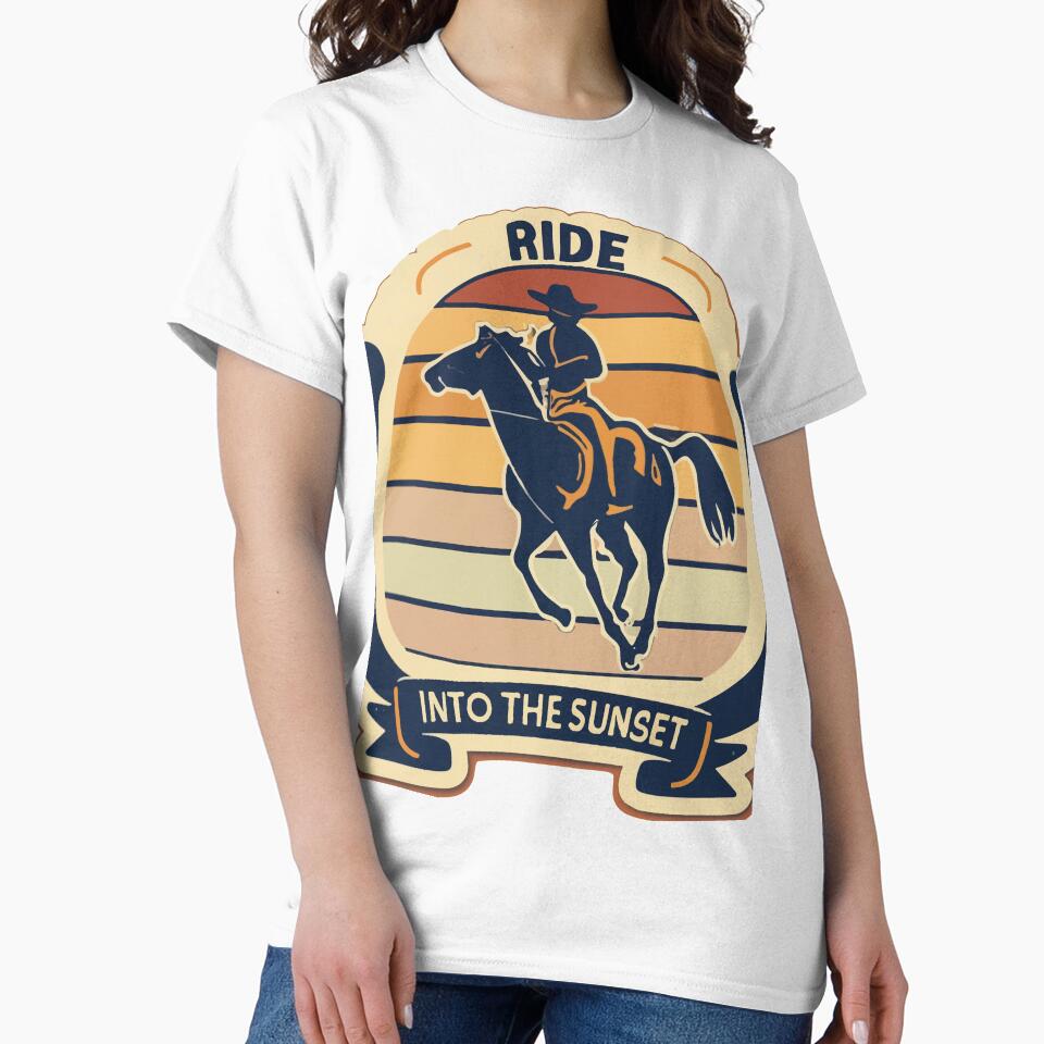 Ride into the Sunset - Retro Bronco Horseshoe Design by NiftyWrx