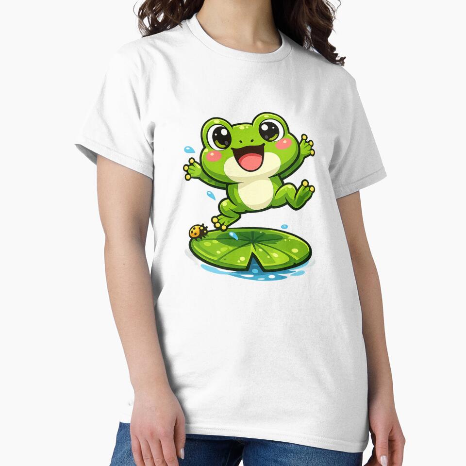 Happy frog on a water lily by FroggyOnly