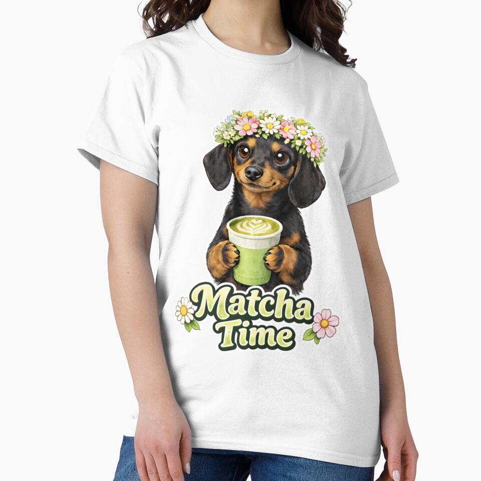 Cute Dachshund Matcha Time – Cozy Dog Aesthetic Design by ReadMyMood