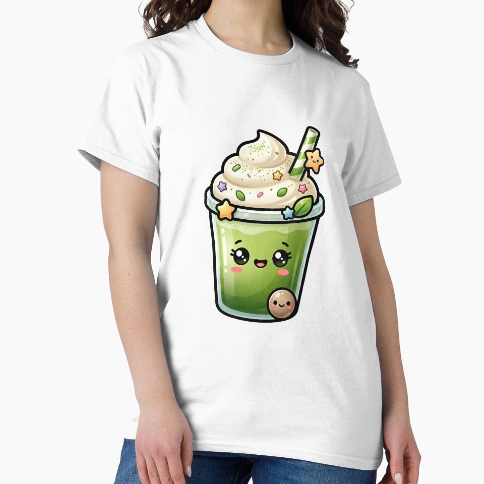 Cute Matcha Milkshake Kawaii Japanese Café Aesthetic Design by BobaBunny76