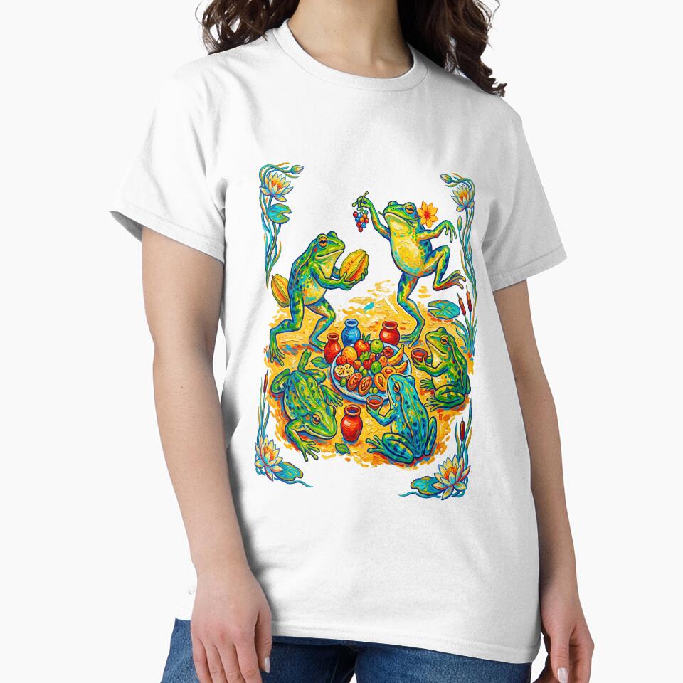 Cottagecore Frog Picnic Dancing by TeeARTHY