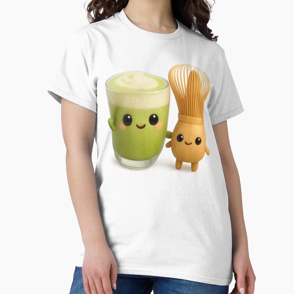 Cute Matcha Latte & Whisk Friends | Kawaii Fun Food Art by Moons Studio