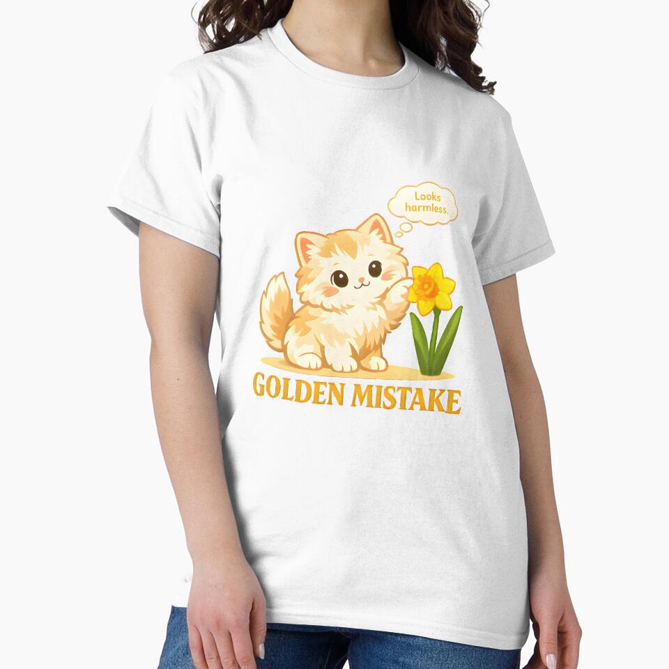 Golden Mistake – Funny Cat & Daffodils Veterinary Inside Joke Design by Bettybee00