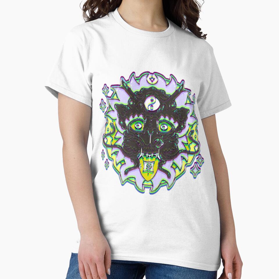 Psychedelic Demon Mask | Yin Yang Trippy Spirit Art by BoneandBloomCo