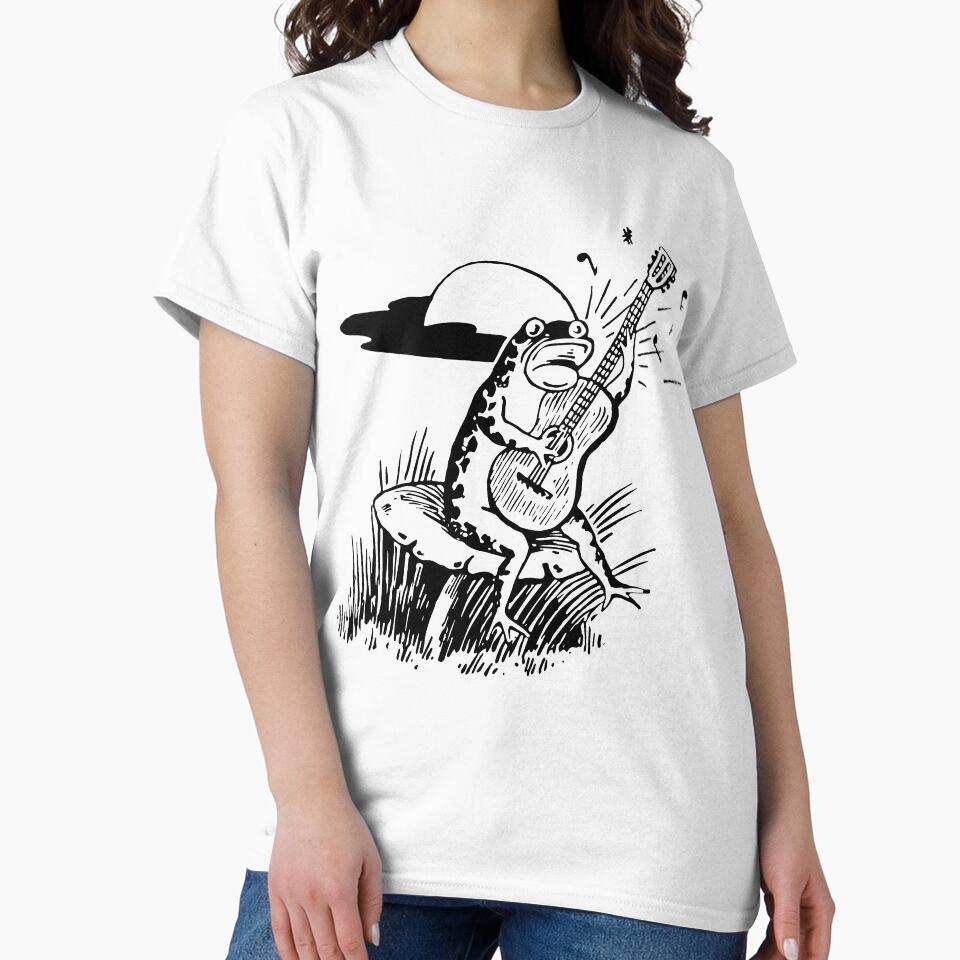 Frog Singing and Playing Guitar on a Mushroom by cloverkate