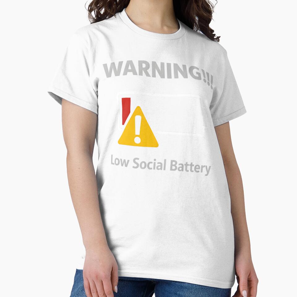 Warning Low Social Battery Introvert Socially Drained Funny Low Battery Humor Design Retro Vintage by Artbyrome