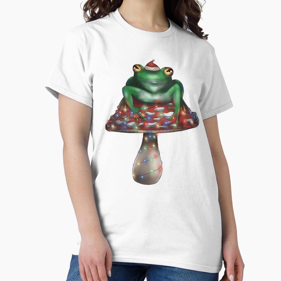 Frog sat on a Christmas mushroom by Steph-draws