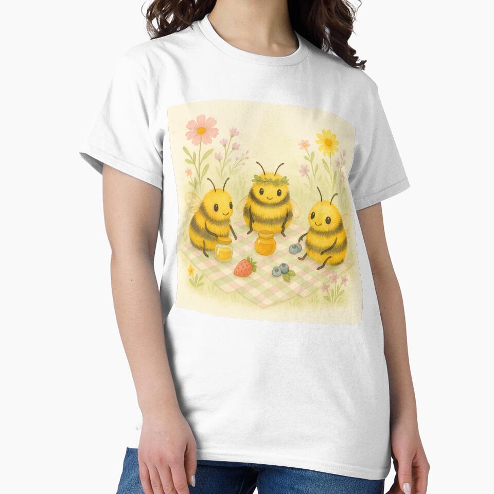 Cute Bee Picnic – Whimsical Bumblebee Gathering with Honey & Fruit by Zee's Whimsical Wonders