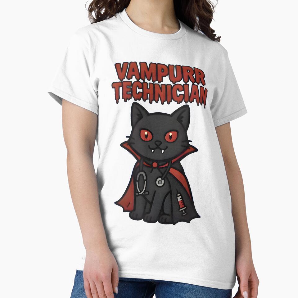 Vampurr Technician – Funny Vampire Cat Vet Tech Halloween by Bettybee00