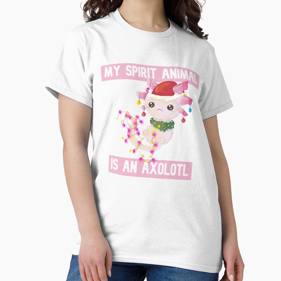 Cute Pink Amphibian with Santa Hat - My Spirit Animal is an Axolotl by DiensDesign