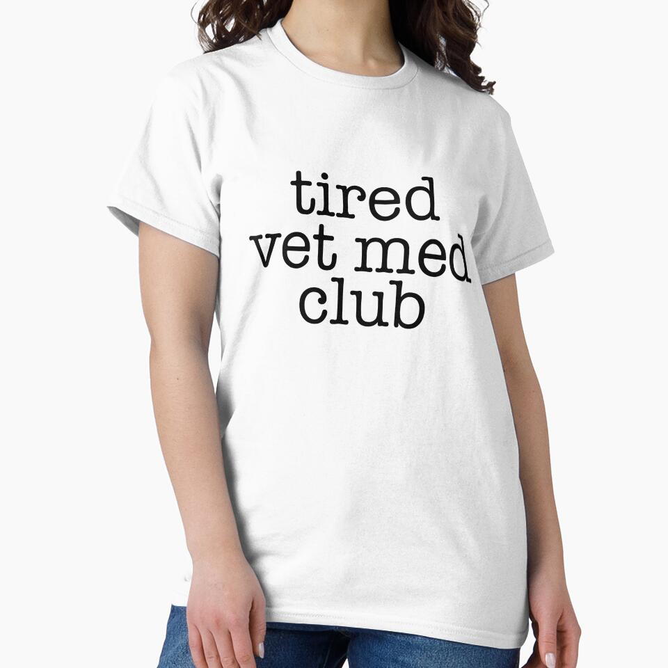 Tired Vet Med Club Sticker – Veterinary Medicine Life Humor by backwoodsdsgn