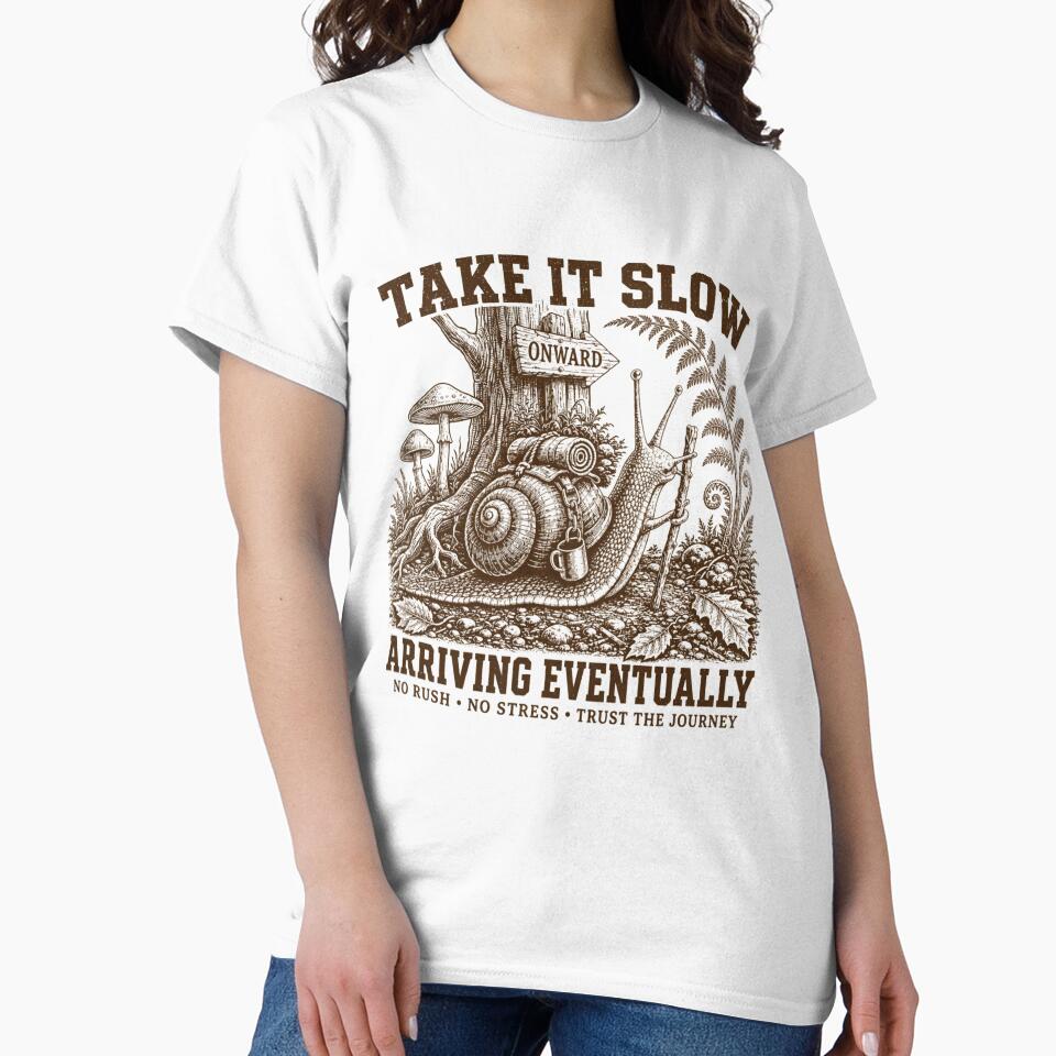Take It Slow Snail Vintage Nature Illustration by SiarheiYur