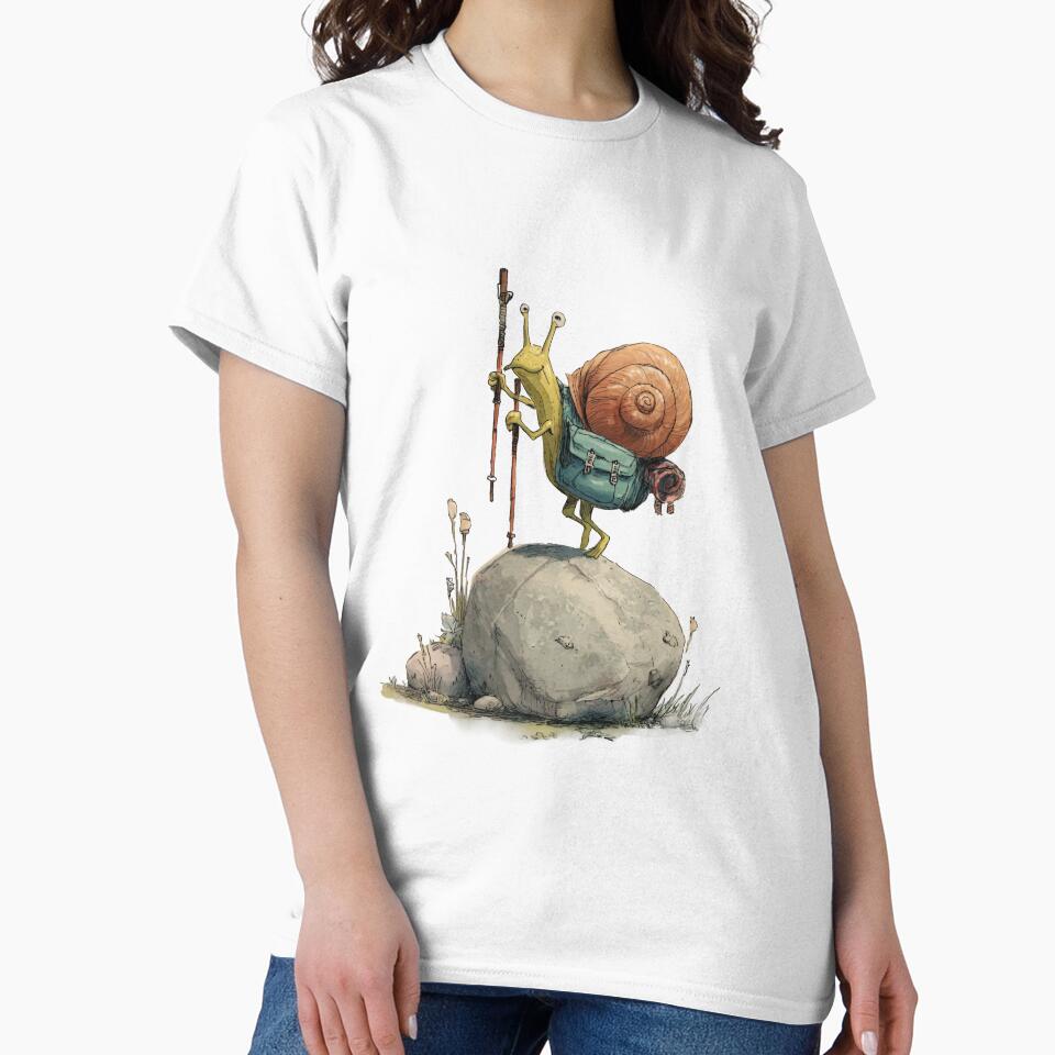 Wandering snail – watercolor illustration with backpack by Meiersbeste