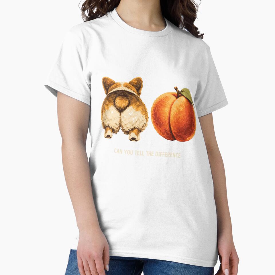 Funny Corgi Butt vs Peach Shirt – Can You Tell The Difference Dog Lover Gift by nbg2012