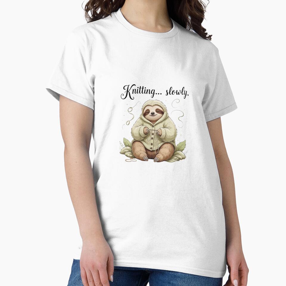 Knitting Slowly Funny Sloth Knitter Crochet Gift by AQUILAKREO