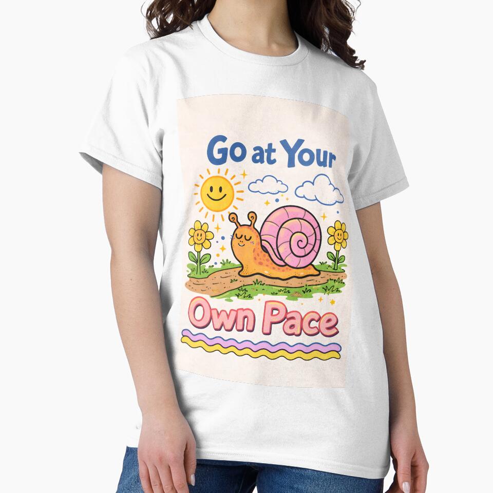 Go at Your Own Pace – Cute Snail Motivation Art by Matinez Pink