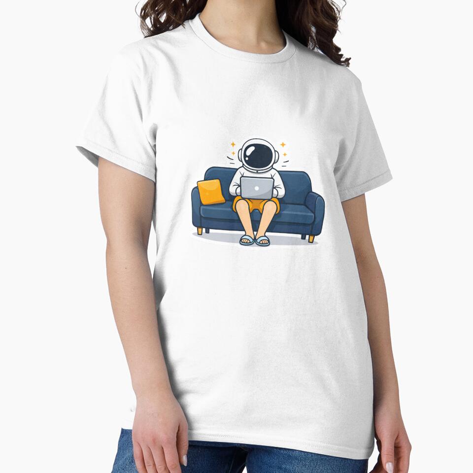 Astronaut Working From Home Laptop Remote Work Funny Design by ZYNORAworld