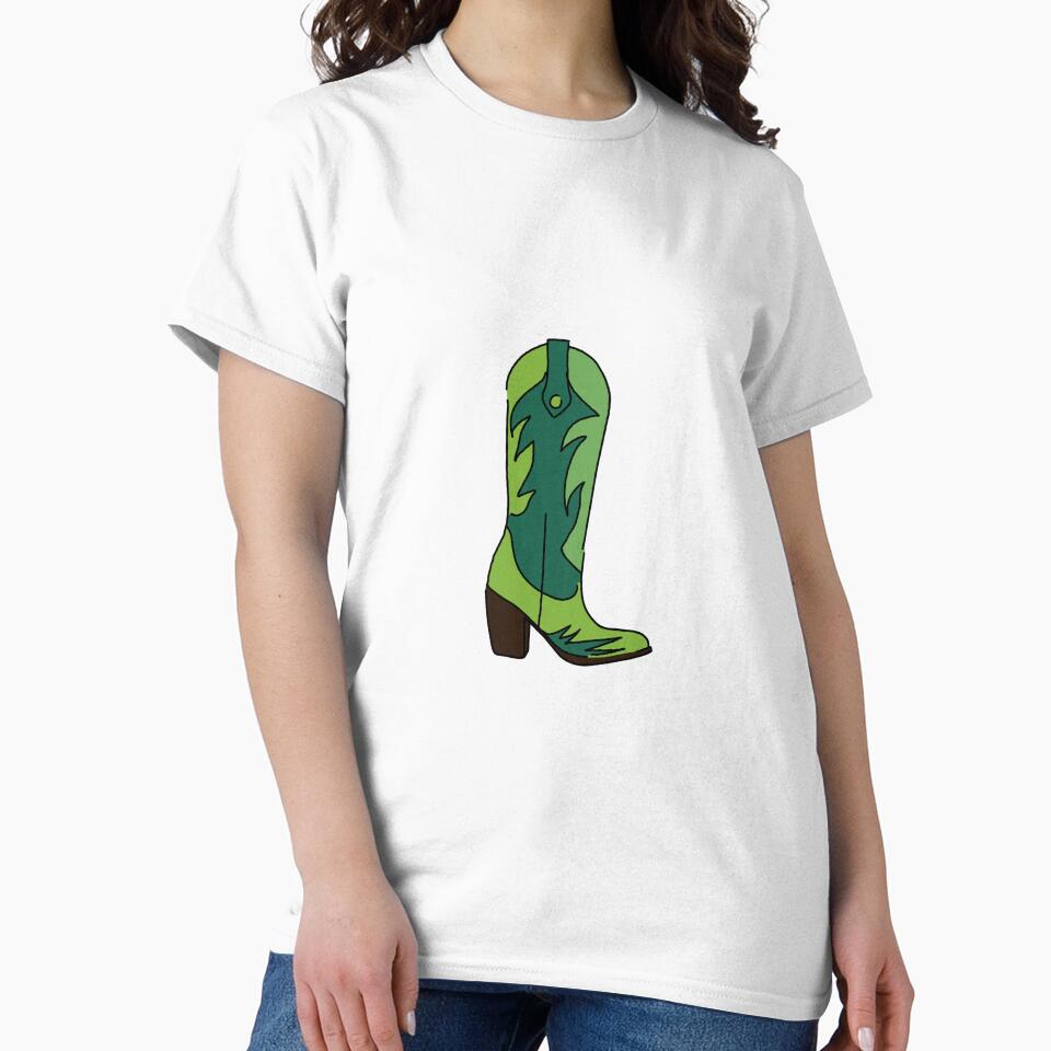 Green Cowgirl Boots Illustration – Western Fashion Cowboy Boot Art by Rosadraws